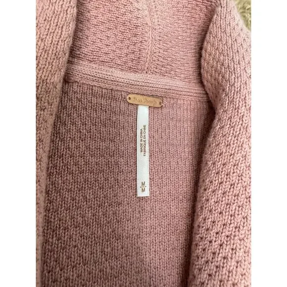 Free People $168 Chamomile Cardi M Oversized Rose Sugar Chunky Knit Cardigan - Picture 4 of 11
